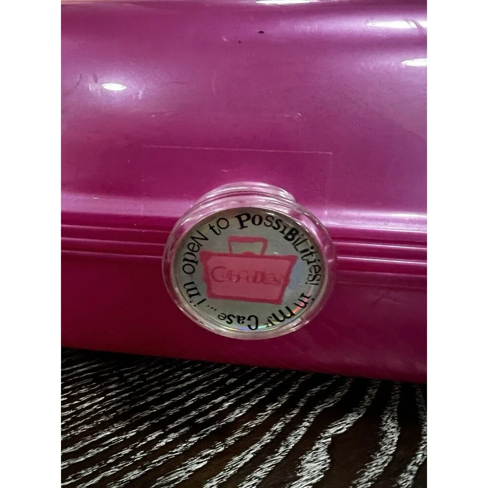 Vintage 90s Caboodles Hot Pink Makeup Case Box Mirrored Tiered Retro Y2K